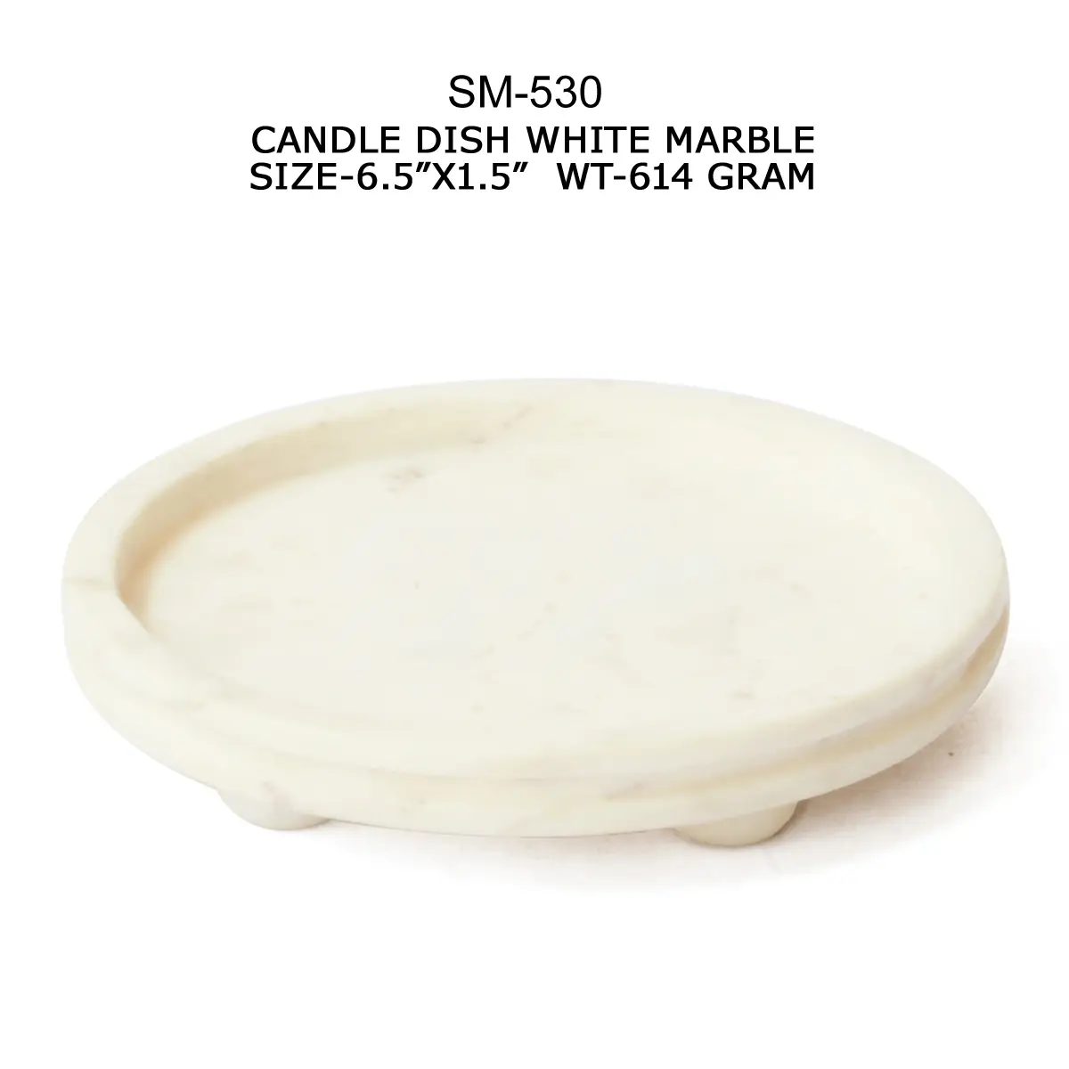 CANDLE DISH WHITE MARBLE